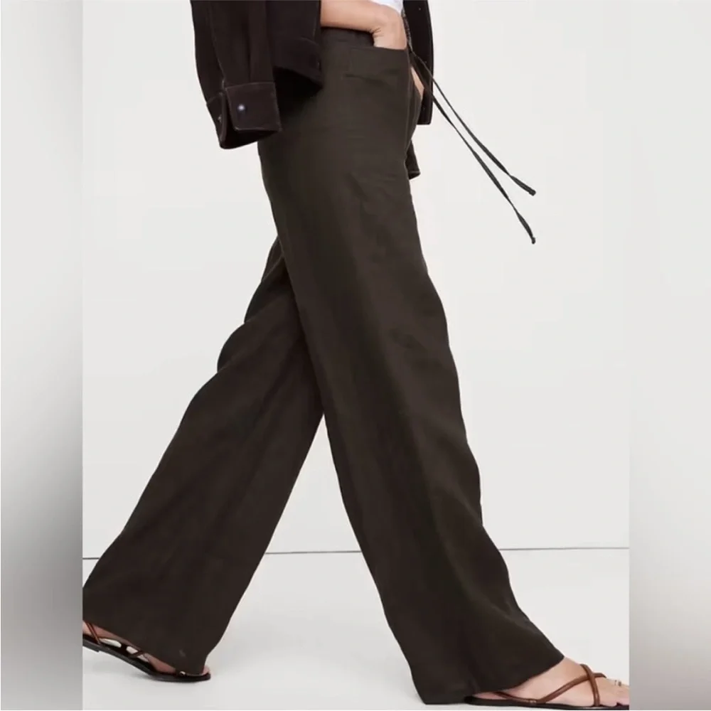 NWT! Banana Republic Studio Wide-Leg Drawstring Pant in Linen​​​​​​​​​​​​​​​​ 🖤